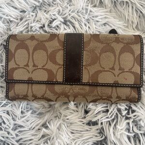 Coach Brown Signature Canvas Continental Wallet
